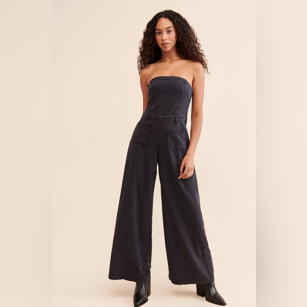 Anthropologie Pilcro The Skipper Strapless Wide Leg Jumpsuit NWT
